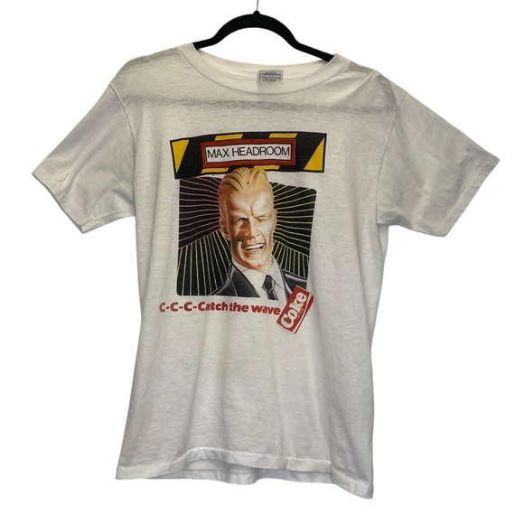Coca-Cola Max Headroom Catch The Wave T-Shirt Large Vintage 1980s Single Stitch - Picture 1 of 8